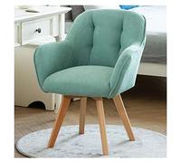 Velvet Swivel Armchair with Sturdy Wood Legs for Small Spaces - Comfortable Gray Upholstered Accent Chair (Blue)