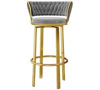 Velvet Swivel Bar Stool with Round Footrest - Stylish Seating for Home Bars and Modern Kitchens