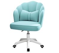 Velvet Swivel Makeup Chair 360° Aesthetic Seashell Design Stylish Dressing Chair for Living Room & Bedroom Elegant Blue Accent Chair