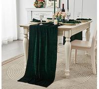 Velvet Table Runner ,Soft Luxurious Fall Table Runners 120 Inches Long,for Wedding Bridal Shower Thanksgiving Christmas Decoration,20*120 Inches, Emerald Green