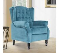 Velvet Teal Marianna Manual Recliner Wingback Chair