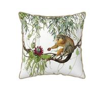 Velvet Throw Pillow Covers - Animal Golden Monkey Under The Vines -Gold Trim Home Decor Pillowcase Pillow Cases Standard Size 18×18 Cushion Cover for Sofa Car Chair Bedroom Living Room