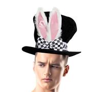 Velvet Top Hat - Bunny Ear Headpiece, Magician Stage Wear | Steampunk Fashion Accessory, Circus Party Costume, Retro Dress-Up Cap, Easter Celebration Headwear, Theatrical Performance Prop