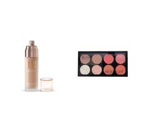 Velvet Touch Oil Control Silk Foundation | Beige, 50gm + Blush Highlighter Palette | Silky Pigments for Long-Lasting Shimmer Look | Suitable for All Skin Tones | 24gm (Amaze-02)
