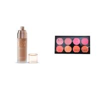 Velvet Touch Oil Control Silk Matte Foundation | Caramel, 50gm + Blush Highlighter Palette | Silky Pigments, Long-Lasting Shimmer | Suitable for All Skin Tones | 24gm (Ralph-04)