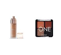 Velvet Touch Oil Control Silk Matte Foundation | Caramel, 50gm + Little One 4-in-1 Eyeshadow Palette | Ultra Pigmented, Easy to Blend, Long-Lasting Eye Makeup Kit | Artist Love-01