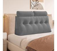Velvet Triangular Headboard Wedge Pillow With Roll Pillow, Removable Cover Headboard Pillow Daybed Bunk Bed, Backrest Positioning Support Pillow Cushion Resting Reading Relaxing (Grey, 150*20*50cm)
