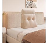 Velvet Triangular Headboard Wedge Pillow With Roll Pillow, Removable Cover Headboard Pillow Daybed Bunk Bed, Backrest Positioning Support Pillow Cushion Resting Reading Relaxing (Beige, 60*20*50cm)