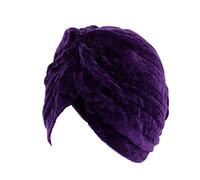 Velvet Turban Rasta Baggy Beanie Head Hair Wrap Hat Hijab African Plain Chemo (Purple)