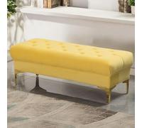 Velvet Upholstered Ottoman with Gold Legs Space Saving Bench for Bedroom Living Room or Entryway Stylish and Functional Storage Solution