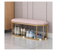 Velvet Upholstered Shoe Changing Stool Sto Bench with Metal e Accent Ottoman for Living Room Bedroom Hallway (40x30x30cm)
