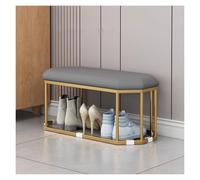 Velvet Upholstered Shoe Changing Stool Sto Bench with Metal e for Living Room Bedroom HallwayModern Ottoman Seat (Grey 60x30x30cm)
