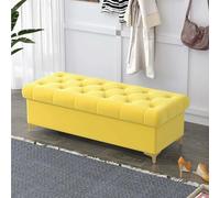 Velvet Upholstered Storage Bench with Button Tufting Gold Base & Nailhead Trim Stylish Bedroom & Living Room Furniture Perfect for Entryway & End of Bed 180 * 40 * 40 cm