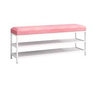 Velvet Upholstered Storage Bench with Shoe Rack, 3-Tier Entryway nizer, White Metal Frame, Bedroom Bed nizer, Stylish & Functional Seating Solution