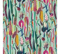Velvet Upholstery Fabric Curtain Plush Tropical Botanical Paradise Rainforest (Botanical - CVL007 - Duck Egg, Per Half Metre)