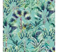 Velvet Upholstery Fabric Curtain Plush Tropical Botanical Paradise Rainforest (Palm Springs - CVL011 - Duck Egg, Per Half Metre)