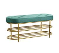 Velvet Upholstery Shoe Shelf, Luxurious Space-Saving Storage Stool, Button Tufted Design for Living Room and Home Office,