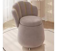 Velvet Vanity Chair with Storage Soft Upholstered Makeup Stool with Backrest Stylish Rolling Dressing Chair for Women - Gray Modern Design Comfort & Elegance