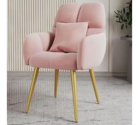 Velvet Vanity Makeup Chair with Back Gold Legs and Pillow Pink