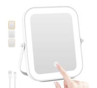 VELVET VISAGE 10"x9" Portable Lighted Makeup Mirror with 3-Color Dimmable LED Touch Control Vanity Mirror for Travel/Dressing Room