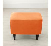 Velvet Wingback Chair Covers 2 Piece with Ottoman Cover,Stretch Wing Chair Slipcover,Washable Sofa Cover Furniture Protector for Bedroom (55-65cm (Ottoman Cover),orange)