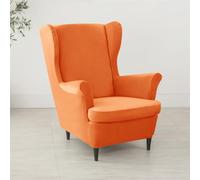 Velvet Wingback Chair Covers Set with Ottoman Stretch Washable Slipcovers for Wing Chairs Fur Protector for Bedroom & Hotel Fits 78 85cm Chairs