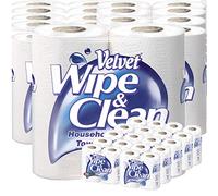 Velvet Wipe & Clean Excellent Value Thick & Strong Kitchen Household Towels 20 Rolls Total
