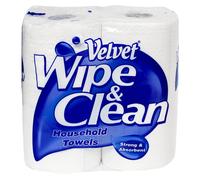 Velvet Wipe & Clean Household Towels 2-Ply Paper Kitchen Cleaning 2 Rolls