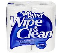 Velvet Wipe & Clean Household Towels 2-Ply Paper Kitchen Cleaning 2 Rolls
