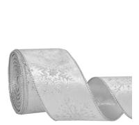 Velvet Wired Ribbon with Glitter Snowflake for Christmas Tree Decorations, Gift Wrapping, Wreath Bow Making,DIY Crafts, 6.3cm x 10 Yards (White)