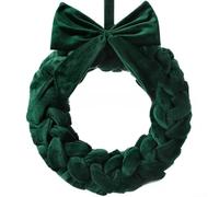 Velvet Wreath with Bow for Christmas Decor, Adds Elegant Touch to Indoor and Outdoor Spaces, Crafted from Long Lasting Flannel Material (green35cm)