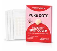 VELVET YOUTH Invisible Pimple Patch - 96 Hydrocolloid Pimple Patches in 3 Sizes - Non-Drying & Dermatologically Tested - Waterproof Anti Pimple Patches for Day & Night - For All Skin Types