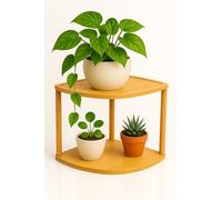 Velvet183 Wooden Plant Stand indoors - Bamboo Wooden Plant Shelf for Pots, Natural Finish, Easy Assembly with Allen Key, Home Display Rack. For up to 20cm plant pots.