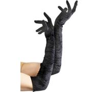 Velveteen Black Gloves Ladies Long Black Opera Masquerade Gloves Fancy Dress