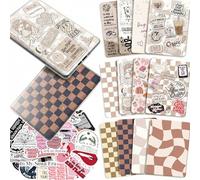 VelvetGlow 12Pcs Inserts Cardstock Paper For E-Reader, And 50Pcs Scrapbook Stickers For Clear Case, 6.9"X4.8" Coffee Theme E-Reader Back Cover Insert Decorating Accessories For Paper White 11Th-12Th