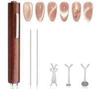 VelvetGlow 3 In 1 Cat Eye Nail Magnet Set, Versatile Nail Tool with Wooden Handle, Heart and Rabbit Shape Cat Eye Magnet for Nail Art Diy, Long Stripe Magnet at Home