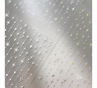 VelvetGlow 3 Sheets Star Nail Stickers for Nail Art 5D Embossed White Nail Decals Silver Gold Star Nail Art Stickers Shiny Nail Deisgn Nail Art Supplies for Women Girls DIY Manicure Decorations