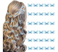 VelvetGlow 30 Pcs Mini Light Blue Butterfly Hair Clips Cute Decorative Hair Pins Small Butterfly Hair Clips Tiny Hair Barrettes Light Blue Hair Accessories for Girls Women