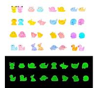 VelvetGlow 32 Pcs Glow-in-the-Dark Miniature Resin Animals, Various Small Figures for Fairy Gardens, Dollhouses and DIY Decor, Glowing Ducks for Creative Landscapes