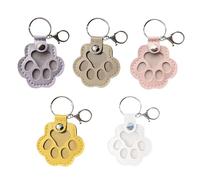 VelvetGlow 5 Pcs Personalisierte Tierhaar Andenken Box - Pfotenform Leder SchlüSselanhäNger AnhäNger, Tierhaar Aufbewahrungstasche Und Memorial SchlüSselanhäNger FüR Hunde Katzen