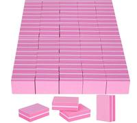 VelvetGlow 50PCS Mini Nail Buffer Block,Nail File,100/180 Grit Double Sided Sponge Files,Disposable Professional Manicure Prep Buffers for Acrylic & Natural Nails,Travel Size(Pink)