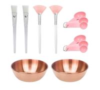 VelvetGlow 8 Pcs Face Mask Mixing Kit - Esthetician Supplies, Diy Facemask Mixing Tool, Mask Applicator Brushes, 2 Rose Gold Bowls, 2 Fan Brushes, 2 Flat Brushes, 2 Measuring Spoons