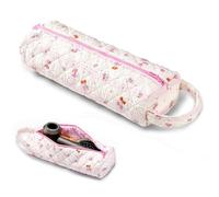 VelvetGlow Hair Tools Travel Bag Quilted Cosmetics Toiletry Organizer Soft Portable Carrying Case For Shark Hair Air Wrap Dryer Case, Gift For Women Girls (Cherry)