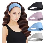 VelvetGlow Headbands Ladies Sport, Non-Slip Cooling Sweatband, Athletic Thick Stretchable Headbands for Women's Hair, Wide Sport Headbands for Yoga Running, 4 Pcs