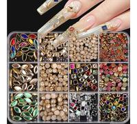 VelvetGlow Nail Diamonds Rhinestones Luxury 3D Nail Charms Multicolored Mixed Shape Nail Art Studs Gems Colorful Flat-Back Vintage Pendants Nail Art Charms for DIY Crafts Nail Decor 12Grids