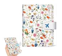 VelvetGlow Passport Holder for Travel Essentials, RFID Blocking Leather Cover Wallet with Magnetic Closure, Aesthetic and Cute Passport Book Case for Women and Men, Wildflower