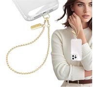 VelvetGlow Phone Wrist Strap, Metal Phone Chain Wristlet Strap, Removable Mobile Lanyard Wrist with Tether Tab, Hands-Free iPhone Charm for Women Girls Party Travelling Shopping, Gold