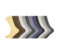VELVETIO 12 Pair Mens Socks Fashion Mix Colour, Diabetic Non Elastic UK Size 6-11, EUR 39-45, 100% Cotton Breathable Soft Loose Top Socks for Swollen Feet & Legs