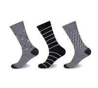 VELVETIO 12 Piece Diabetic Flexitop Mens Socks, Loose Top Dotted Stripe Pattern Non-Elastic Socks, Soft Grip 100% Cotton Men Casual Wear Sock, UK 6-11, EUR 39-45