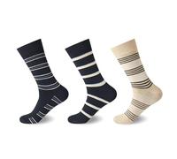 VELVETIO 12 Piece Diabetic Flexitop Mens Socks, Loose Top Stripe Mania Pattern Non-Elastic Socks, Soft Grip 100% Cotton Men Casual Wear Sock, UK 6-11, EUR 39-45